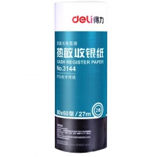 得力(deli)80mm*60mm热敏收银纸/收银机打印纸/超市小票打印纸 27米/卷 50卷/箱 3144